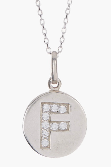 Anzie Sterling Silver White Topaz Initial Pendant Necklace Montreal Designer